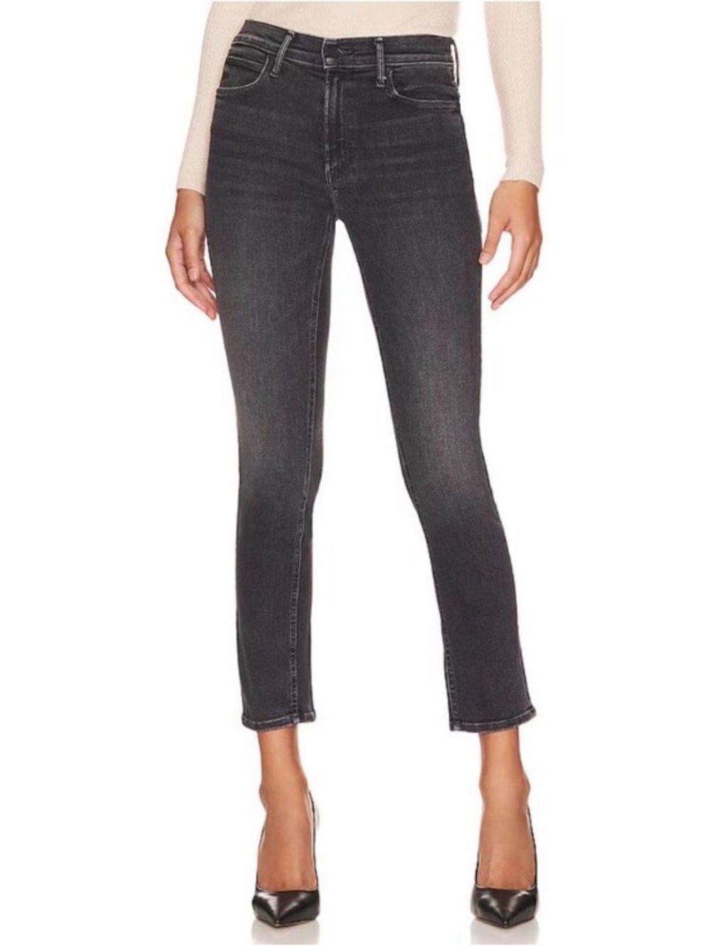MOTHER Black MidRise Dazzler Ankle Jeans